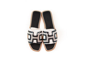 Hermes Hermes Women's Canvas Prunoir / Noir Oran Sandal 38 - view 4