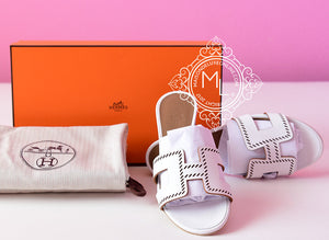 Hermes Hermes Womens White Perforated Oasis Sandal Slipper 36.5 Shoes - view 1