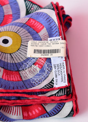 Hermes Hermes "The Savana Dance" Blue Cashmere 140 GM Shawl Scarf - view 3