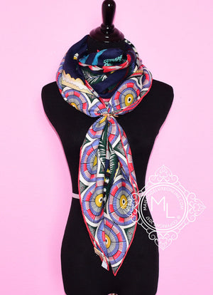 Hermes Hermes "The Savana Dance" Blue Cashmere 140 GM Shawl Scarf - view 5