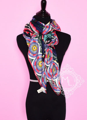 Hermes Hermes "The Savana Dance" Blue Cashmere 140 GM Shawl Scarf - view 6