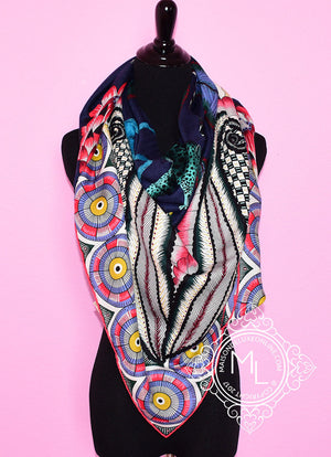 Hermes Hermes "The Savana Dance" Blue Cashmere 140 GM Shawl Scarf - view 1