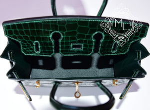 Hermes Hermes Green Vert Fonce Crocodile Gold Birkin 25 Handbag - view 9