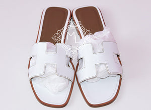 Hermes Hermes Womens White Oran Sandal Slipper 38 Shoes - view 4