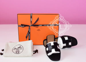 Hermes Hermes Womens Black Oran Sandal Slipper 37 Shoes - view 1