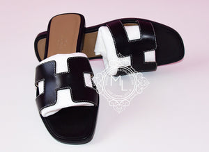 Hermes Hermes Womens Black Oran Sandal Slipper 37 Shoes - view 2