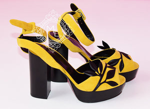 Hermes Hermes Womens Yellow / Black Macumba Sandal Shoes - view 2