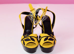 Hermes Hermes Womens Yellow / Black Macumba Sandal Shoes - view 3