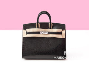 Hermes Hermes Birkin 20 Black Shiny Lizard Palladium Hardware - view 1