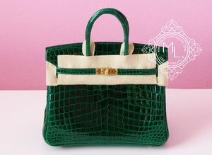 Hermes Hermes Green Vert Fonce Crocodile Gold Birkin 25 Handbag - view 1