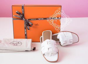 Hermes Hermes Womens White Oran Sandal Slipper 36 Shoes - view 1