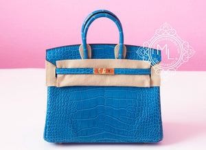 Hermes Hermes Mykonos Blue Crocodile Gold Birkin 25 Handbag - view 1