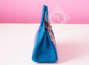 Hermes Hermes Mykonos Blue Crocodile Gold Birkin 25 Handbag - view 5