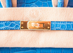 Hermes Hermes Mykonos Blue Crocodile Gold Birkin 25 Handbag - view 7