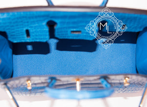 Hermes Hermes Mykonos Blue Crocodile Gold Birkin 25 Handbag - view 9