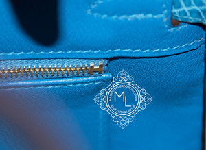 Hermes Hermes Mykonos Blue Crocodile Gold Birkin 25 Handbag - view 10