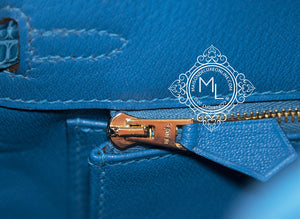 Hermes Hermes Mykonos Blue Crocodile Gold Birkin 25 Handbag - view 11