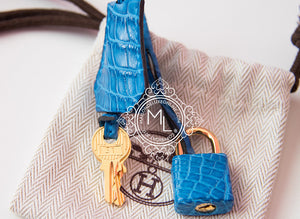 Hermes Hermes Mykonos Blue Crocodile Gold Birkin 25 Handbag - view 14