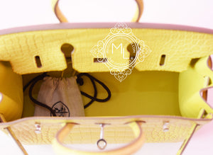 Hermes Hermes Lime Yellow Matte Crocodile Birkin 25 Handbag - view 13