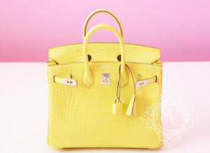 Hermes Hermes Lime Yellow Matte Crocodile Birkin 25 Handbag - view 3