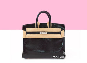 Hermes Hermes Birkin 25 Black Shiny Lizard Palladium Hardware - view 1