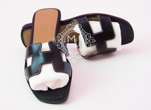 Hermes Hermes Womens Black Oran Sandal Slipper 36 Shoes - view 2