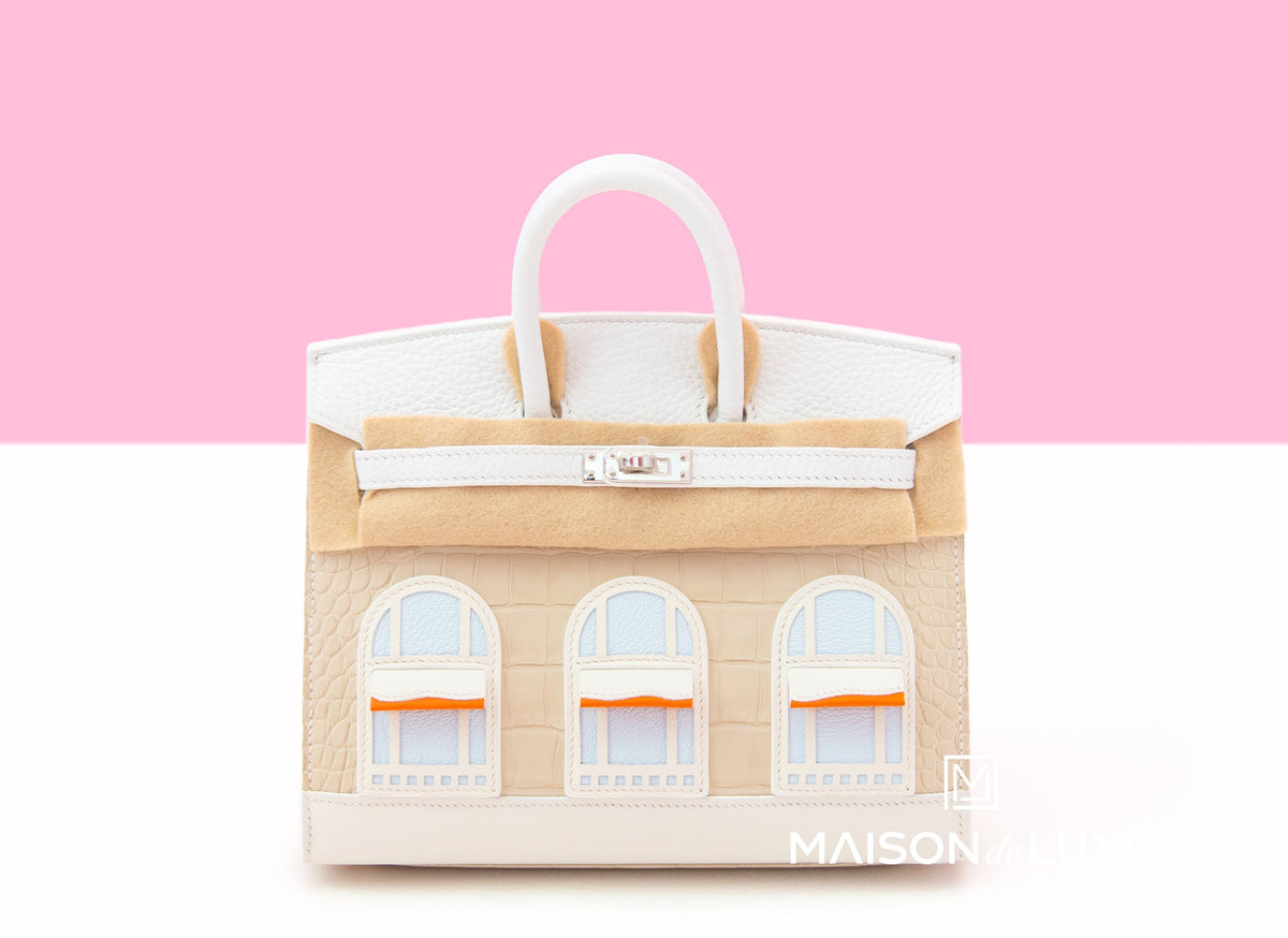 Hermes Hermes Neige Faubourg Birkin 20 White Matte Alligator Handbag