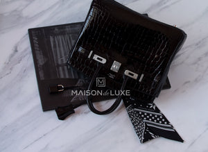 Hermes Hermes Noir Black Shiny Crocodile Palladium Birkin 25 Handbag - view 3