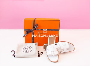 Hermes Hermes Women's White Oran Sandal Slipper 37 Shoes - view 1
