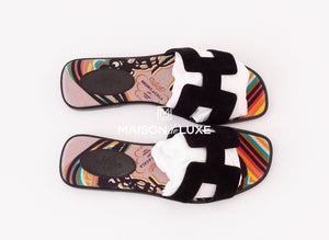 Hermes Hermes Women's Black Suede Oran Sandal Slipper 37 Shoes - view 3