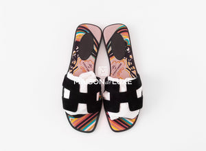 Hermes Hermes Women's Black Suede Oran Sandal Slipper 37 Shoes - view 4
