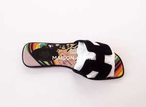 Hermes Hermes Women's Black Suede Oran Sandal Slipper 37 Shoes - view 5
