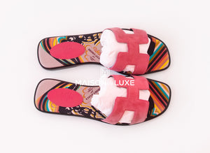 Hermes Hermes Women's Pink Suede Oran Sandal Slipper 37 Shoes - view 3