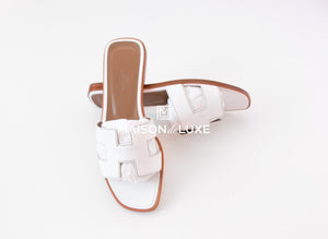 Hermes Hermes Women's White Oran Sandal Slipper 37 Shoes - view 2