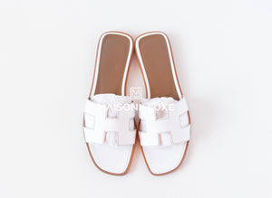 Hermes Hermes Women's White Oran Sandal Slipper 37 Shoes - view 3