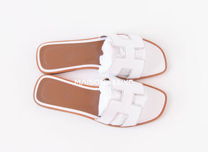 Hermes Hermes Women's White Oran Sandal Slipper 37 Shoes - view 4
