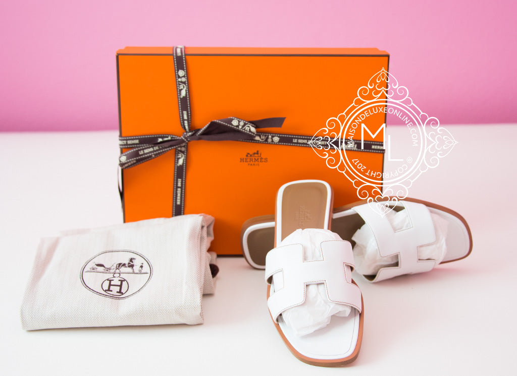 Hermes Hermes Womens White Oran Sandal Slipper 38 Shoes