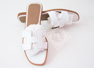 Hermes Hermes Womens White Oran Sandal Slipper 38 Shoes - view 2