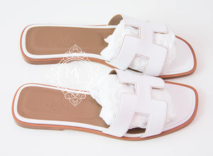 Hermes Hermes Womens White Oran Sandal Slipper 38 Shoes - view 3