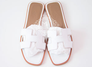 Hermes Hermes Womens White Oran Sandal Slipper 38 Shoes - view 4
