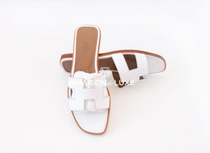 Hermes Hermes Women's White Oran Sandal Slipper 38 Shoes - view 2