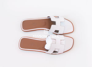 Hermes Hermes Women's White Oran Sandal Slipper 38 Shoes - view 3
