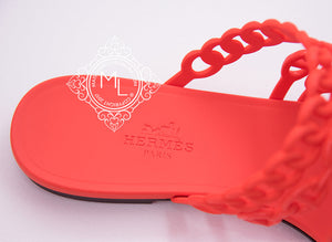 Hermes Hermes Womens Summer Nude Jelly Red Sandal Slipper 37 Shoes - view 5
