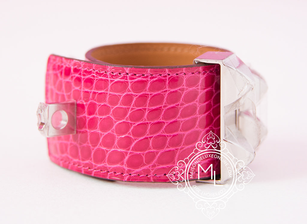 Hermes Framboise Alligator CDC Collier de Chien Bracelet S