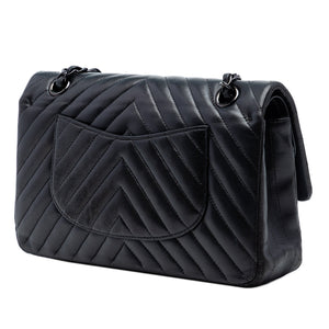 Chanel So Black Classic Double Flap Bag Chevron Lambskin Medium - view 2