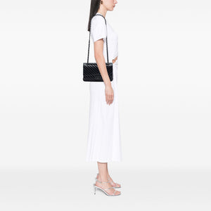 Chanel So Black Classic Double Flap Bag Chevron Lambskin Medium - view 7