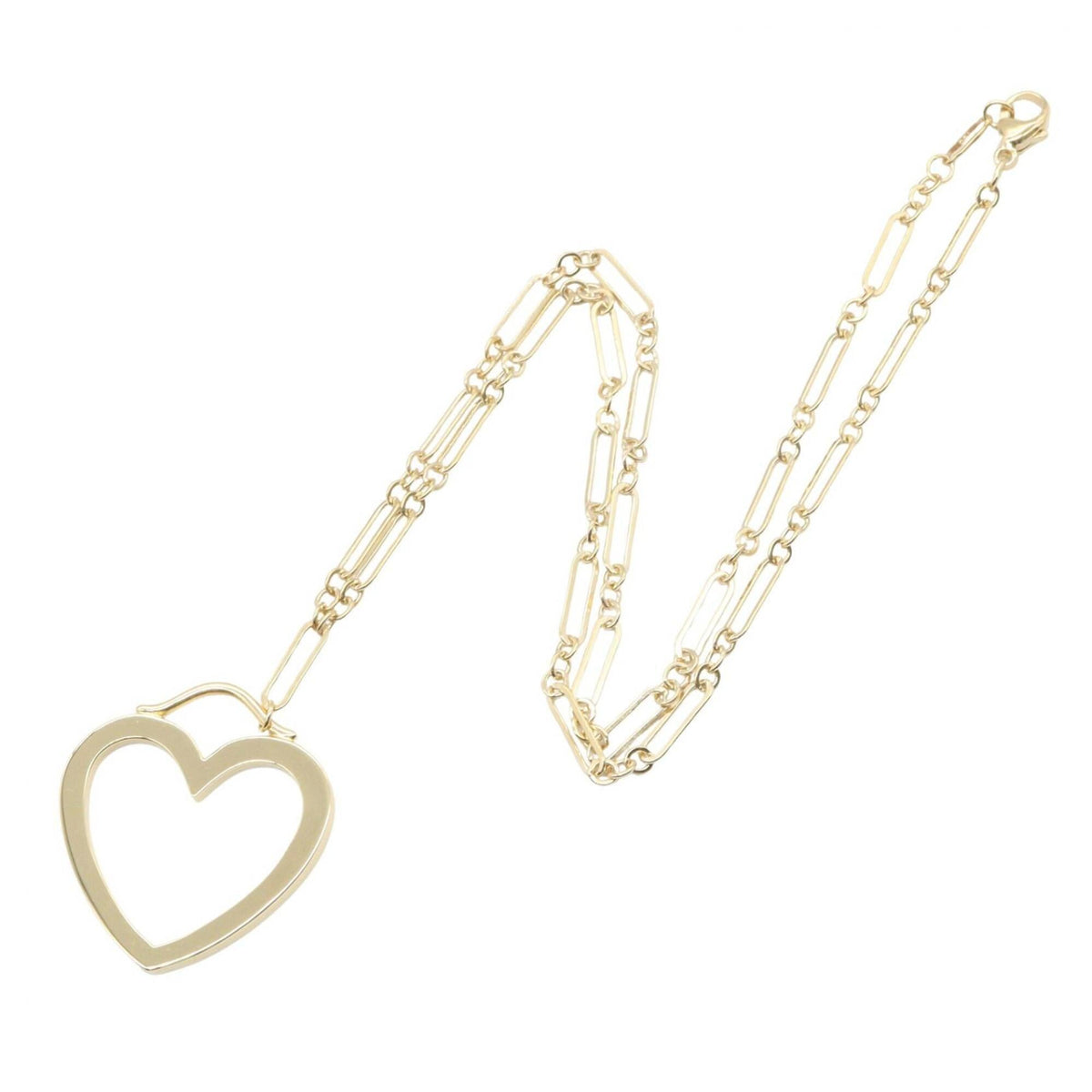 Open Heart Pendant Necklace 18K Yellow Gold 35mm