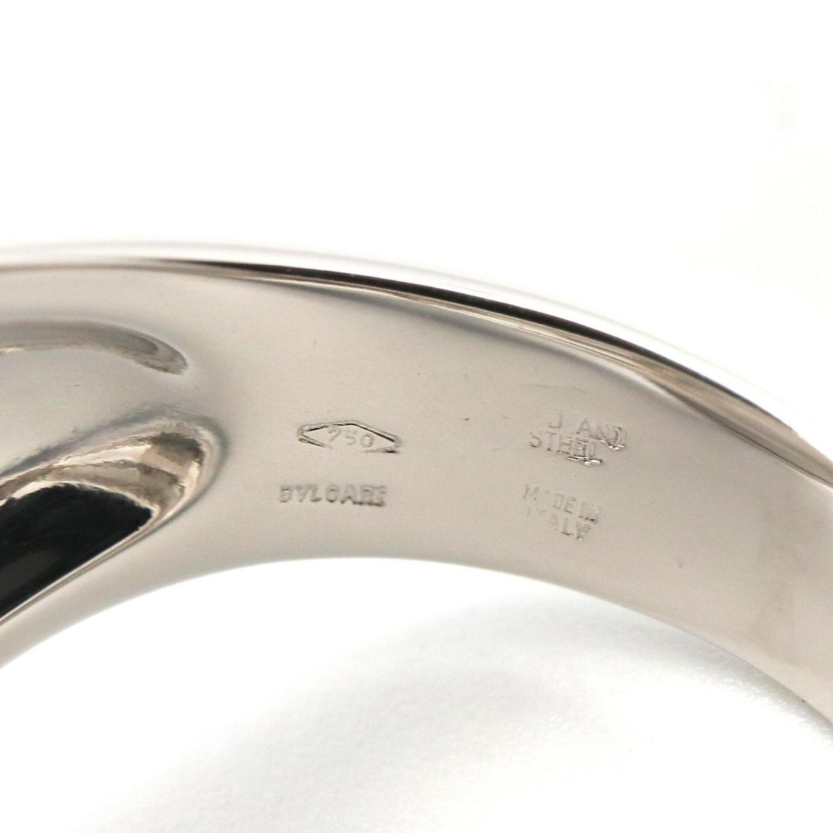Band Ring 18K White Gold and Stainless Steel with Diamond and Onyx