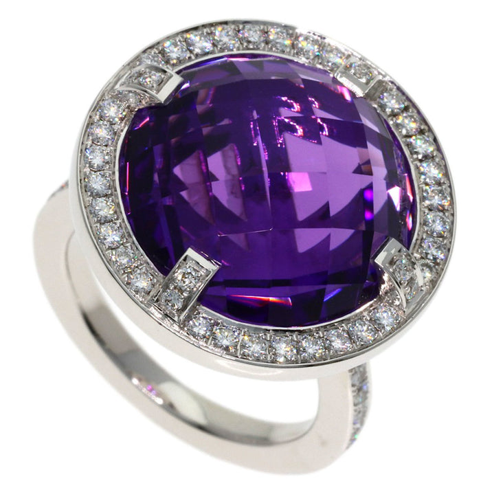Chaumet Band Ring 18K White Gold with Amethyst and Diamond