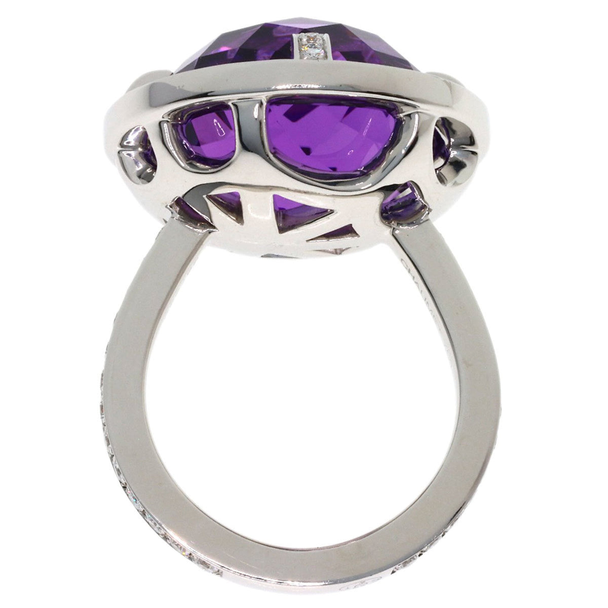 Band Ring 18K White Gold with Amethyst and Diamond